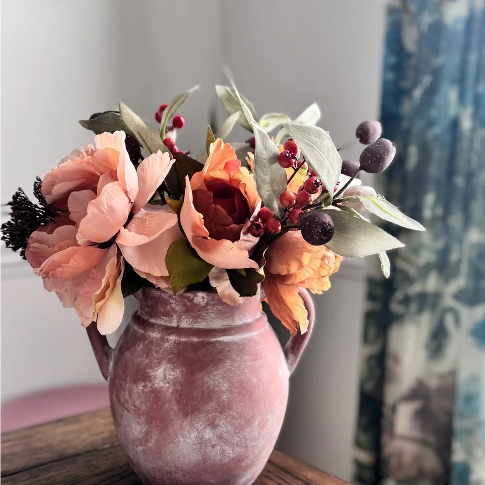 Artificial Flower in Pot Rose Simulation Flower Bouquet, Holding / Fall Decor